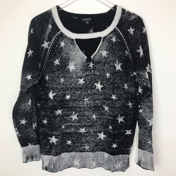 torrid Sweaters - torrid 00X Black and White Star Print cut out Sweater